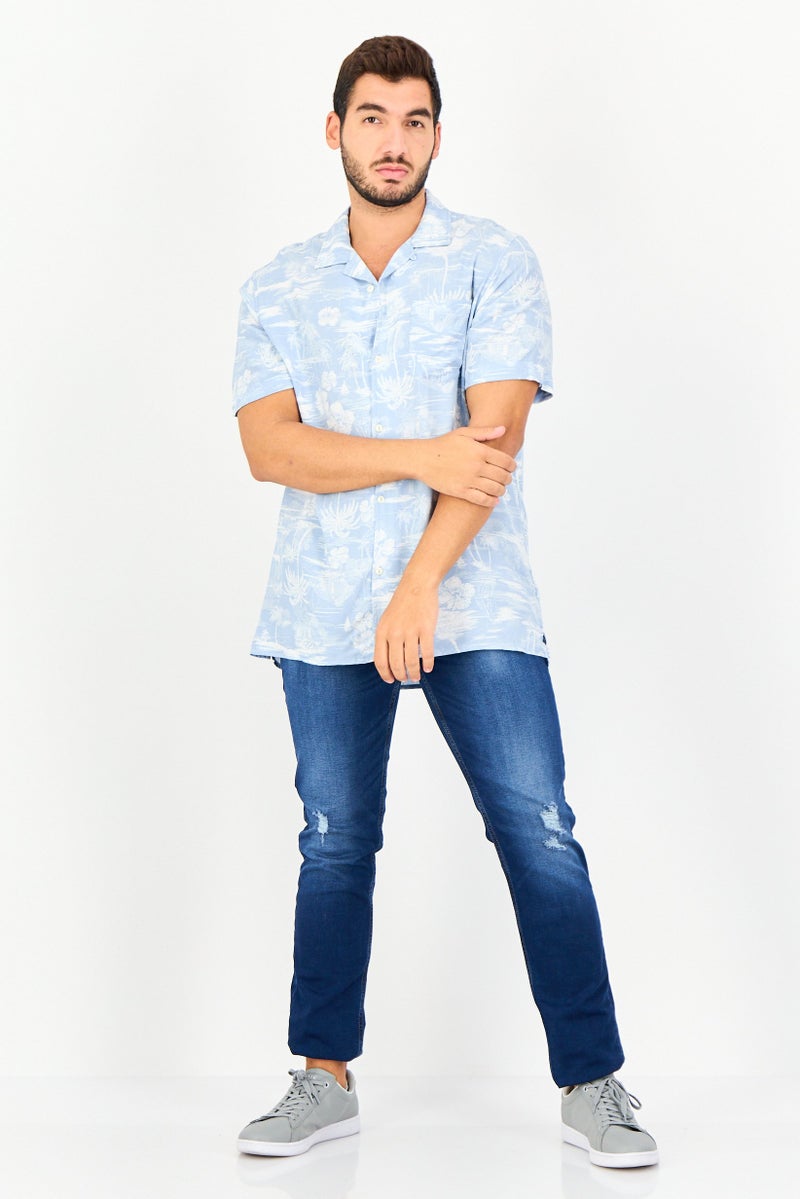 Chaps Men Regular Fit Allover Print Short Sleeve Shirt, Multicolor - Image 2